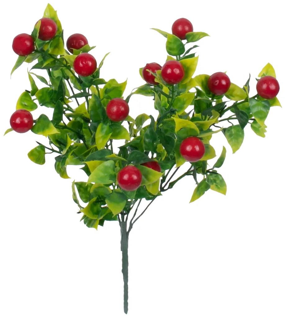BUTCHERS BROOM 78268 Τεχνητό Φυτό Ρούσκος - Μπουκέτο Διακοσμητικών Φυτών - Κλαδιών με Φύλλωμα Πράσινο - Κόκκινο - Κίτρινο Υ30cm