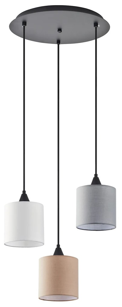 Φωτιστικό Οροφής  SE21-BL-B10-3BL-SH123 ADEPT FLEX White, Grey, Brown Fabric Shade Pendant+ - 51W - 100W - 77-8960