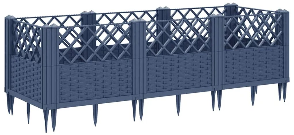vidaXL Ζαρντινιέρα με Πασσάλους Μπλε Γκρι 123,5x43,5x43,5εκ. Πολυπροπυλένιο