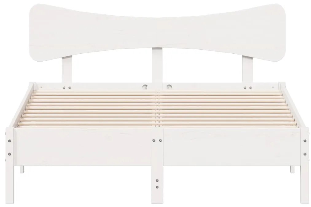 vidaXL Σκελετός Κρεβ. Χωρίς Στρώμα Λευκό 135x190 εκ Μασίφ Πεύκο