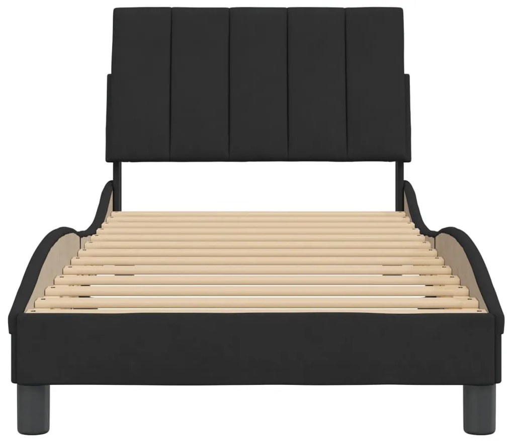 vidaXL Πλαίσιο Κρεβατιού Χωρίς Στρώμα Hanko Μαύρο 90x200 εκ. Βελούδινο