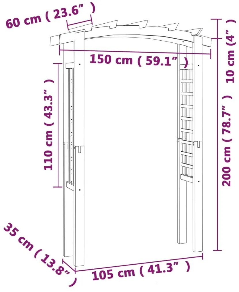 vidaXL Αψίδα Καφασωτό 150 x 60 x 210 εκ. από Ξύλο