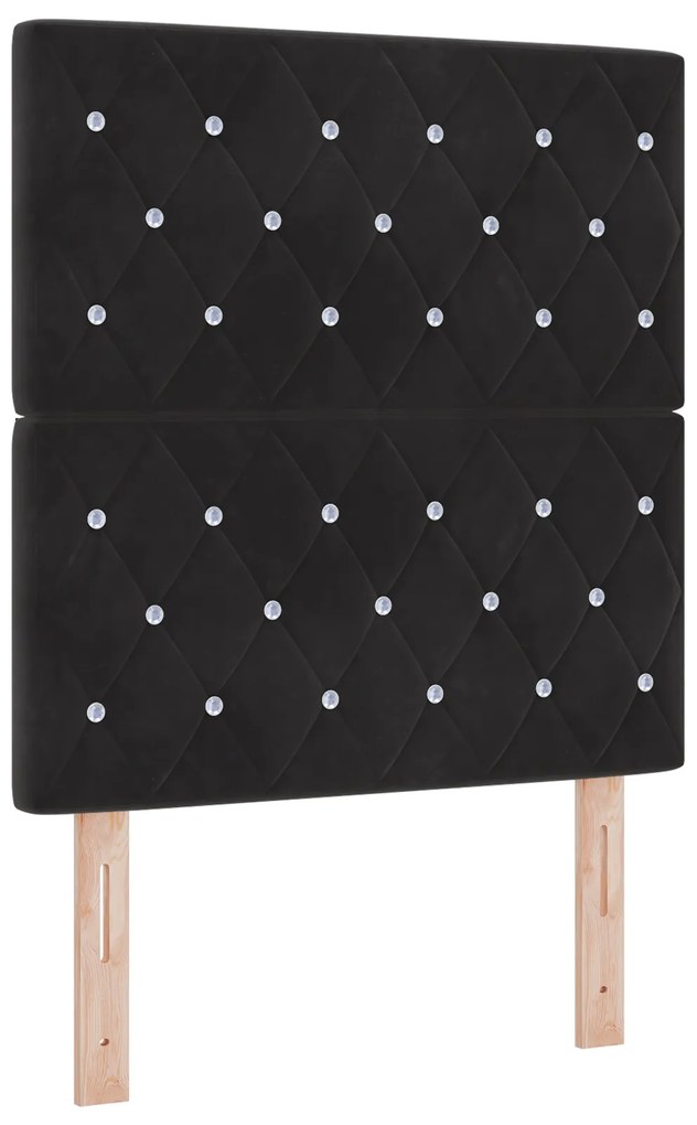 vidaXL Κρεβάτι Box Spring με Στρώμα και LED Μαύρο 80x200 εκ Βελούδο