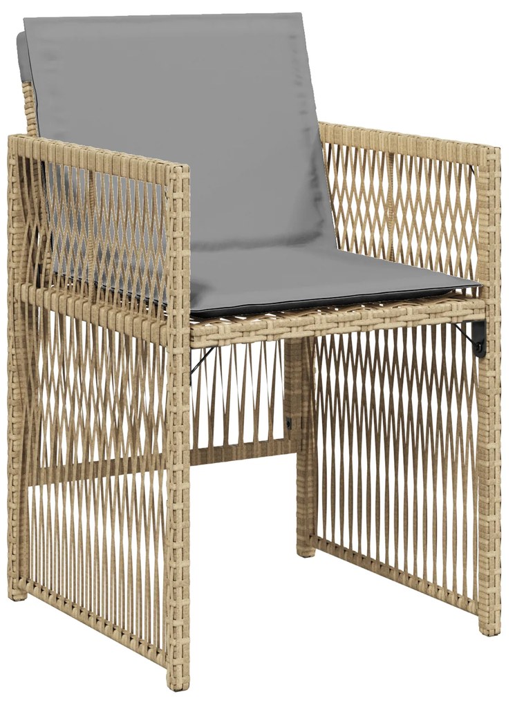 vidaXL Σέτ φαγητού για κήπο 5 pcs Μπεζ Πολυ ράταν
