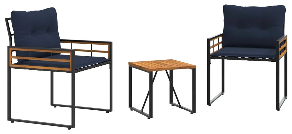 vidaXL Σετ Εξωτερικών Επίπλων με μαξιλάρι 3 pcs Ναυτικό μπλε