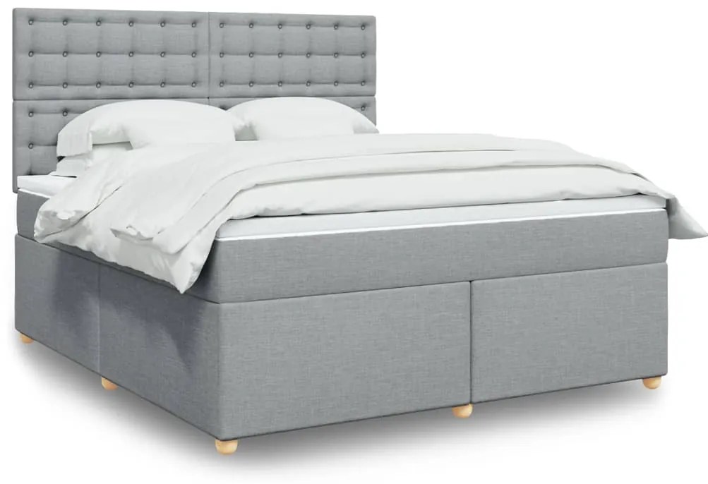 vidaXL Κρεβάτι Boxspring με Στρώμα Ανοιχτό Γκρι 180x200 εκ. Υφασμάτινο