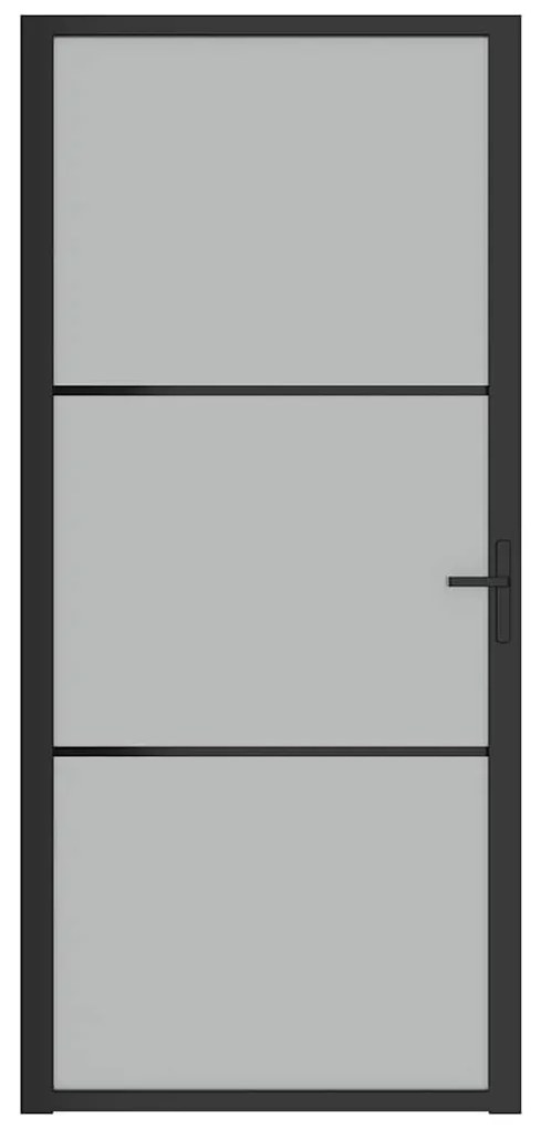 vidaXL Εσωτερική Πόρτα 93x201,5 εκ. Μαύρο Ματ Γυαλί και Αλουμίνιο