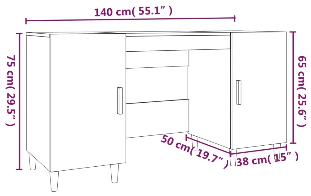 Γραφείο Sonoma Δρυς 140 x 50 x 75 εκ. από Επεξεργασμένο Ξύλο - Καφέ