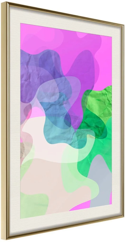 Αφίσα - Colourful Camouflage (Pink) - 40x60 - Χρυσό - Με πασπαρτού