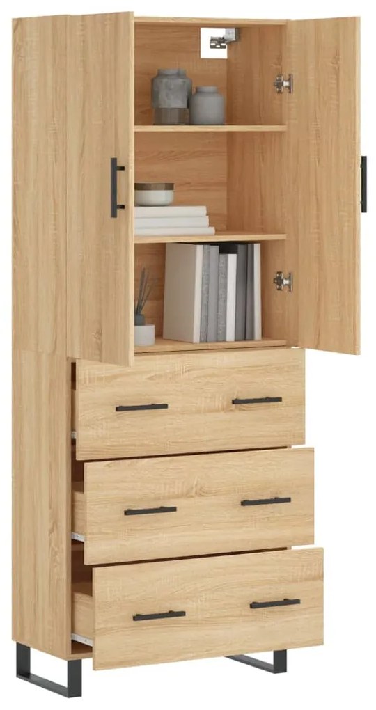 vidaXL Ντουλάπι Sonoma δρυς 69,5 x 34 x 180 εκ. από Επεξεργασμένο Ξύλο