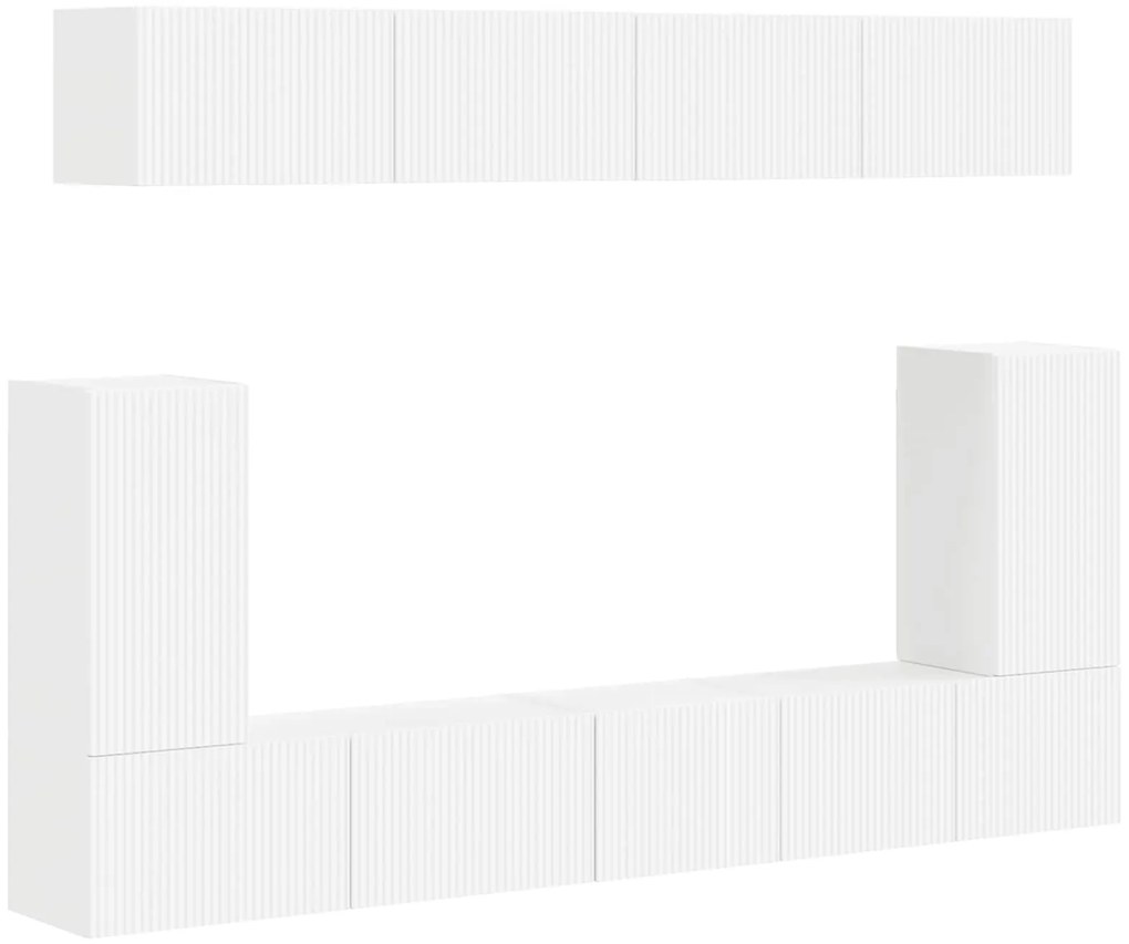 vidaXL Σετ επίπλου τηλεόρασης Επιτοίχιο 5 pcs Λευκό Επεξεργασμένο ξύλο