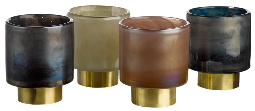 Tealight Holder POLS POTTEN σετ 4 τεμ σε διαφορετικά χρώμματα με μπρούντζινη λεπτομέρεια 140-225-051-051