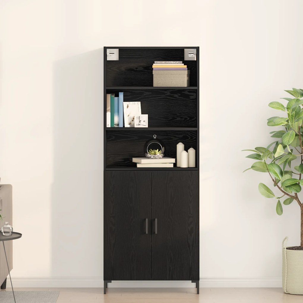 vidaXL Μπουφές Μαύρη Δρυ 69.5x34x180 εκ Επεξεργασμένο Ξύλο