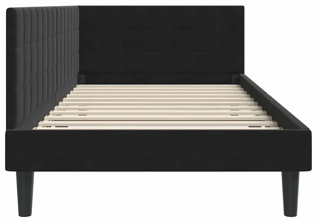 vidaXL Κρεβάτι Γωνίας με κεφαλάρι Μαύρο 100 x 200 cm Βελούδο