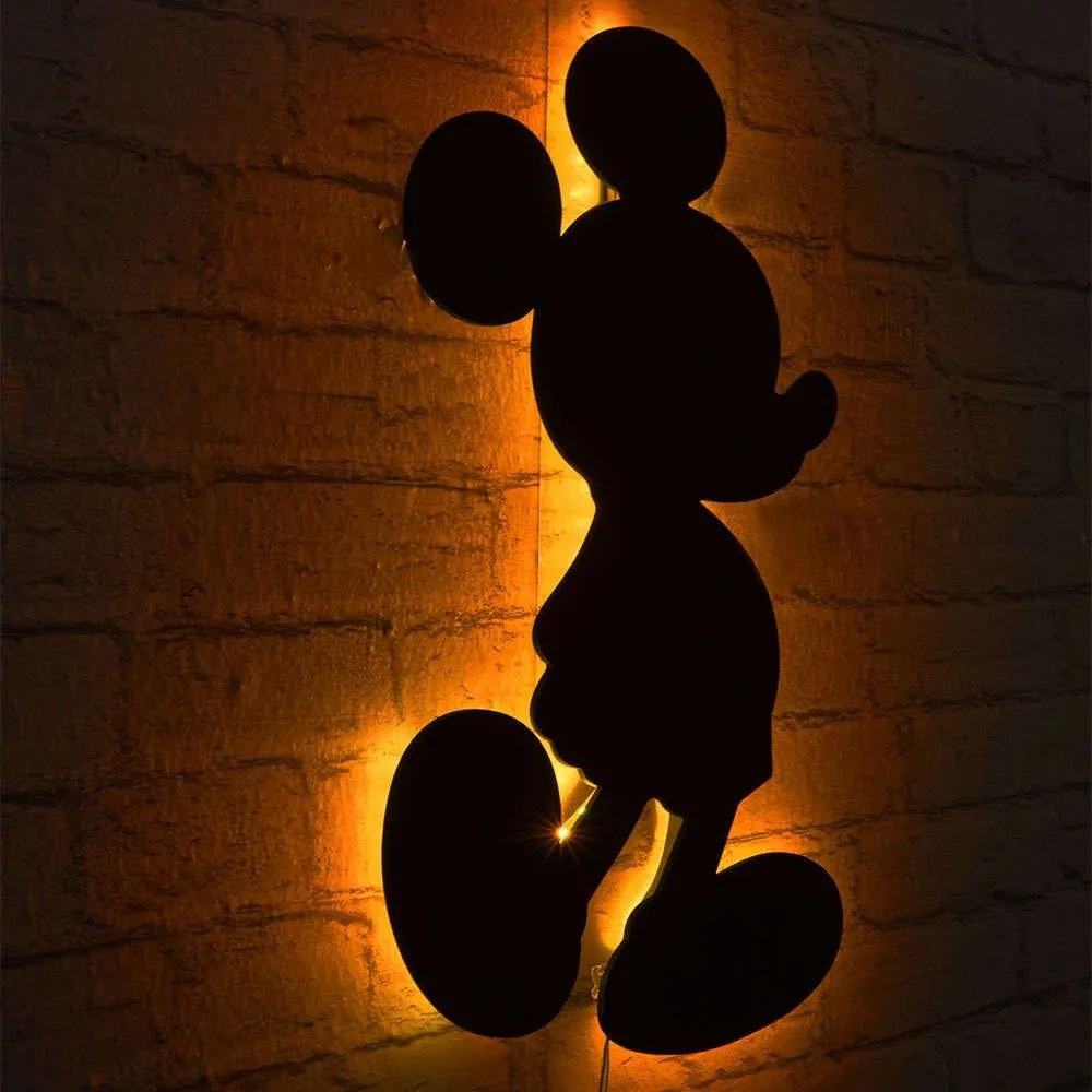 Διακοσμητικό Τοίχου Με Φως Led Mickey Mouse 395NGR1901 32x50cm Yellow-Black Wallity Mdf