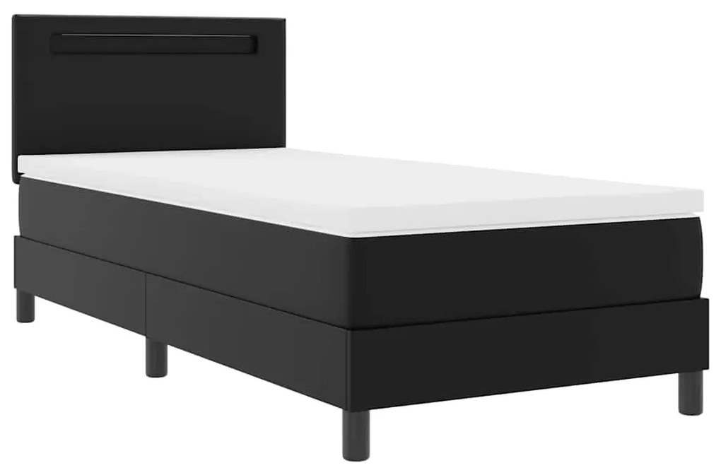 vidaXL Κρεβάτι με ελατήρια με στρώμα Μαύρο 90 x 200 cm Τεχνητό δέρμα