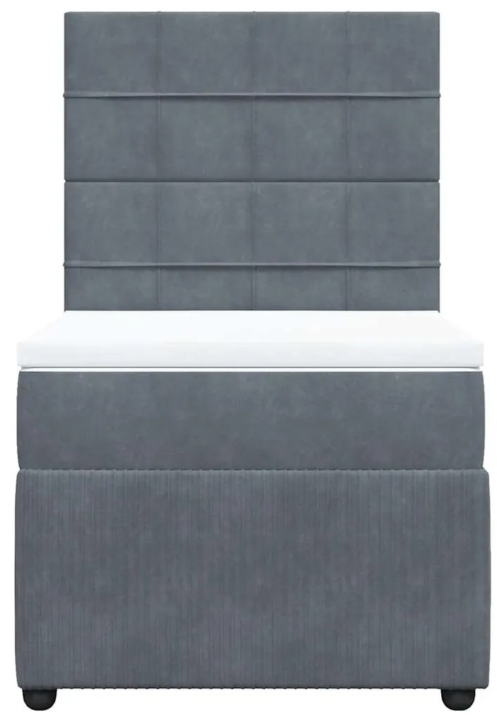 vidaXL Κρεβάτι Boxspring με Στρώμα Σκούρο Γκρι 90x190 εκ. Βελούδινο