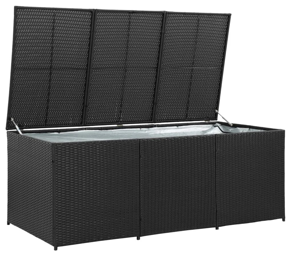 vidaXL Κουτί Αποθήκευσης Κήπου Μαύρο 180x90x70 εκ. από Συνθετικό Ρατάν