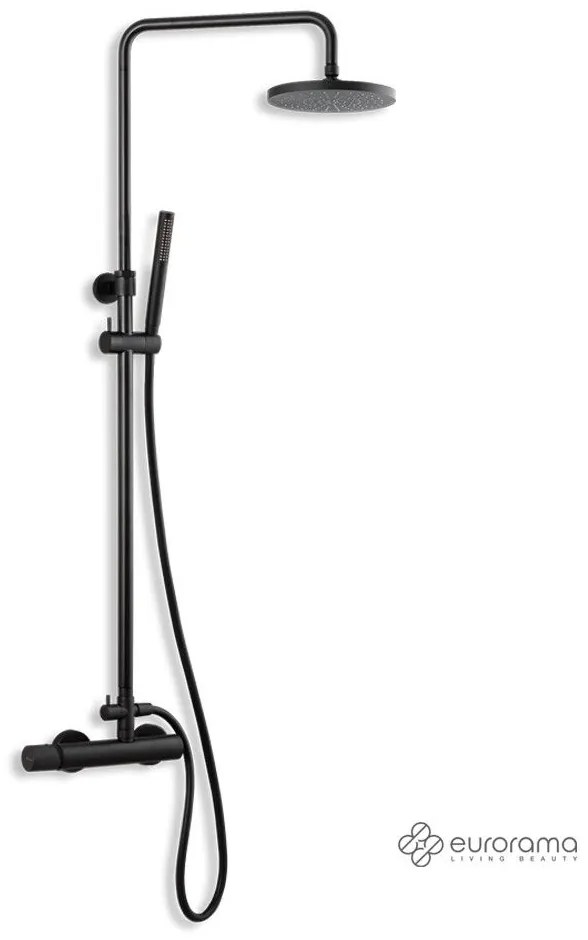 Eurorama Eletta Tecno Black Matt Στήλη Ντουζιέρας 2 Εξόδων