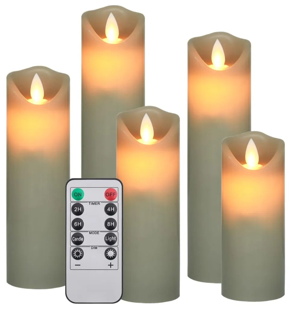 vidaXL Κεριά LED Ηλεκτρ. Σετ 5 Τεμαχίων Θερμό Λευκό με Τηλεχειριστήριο