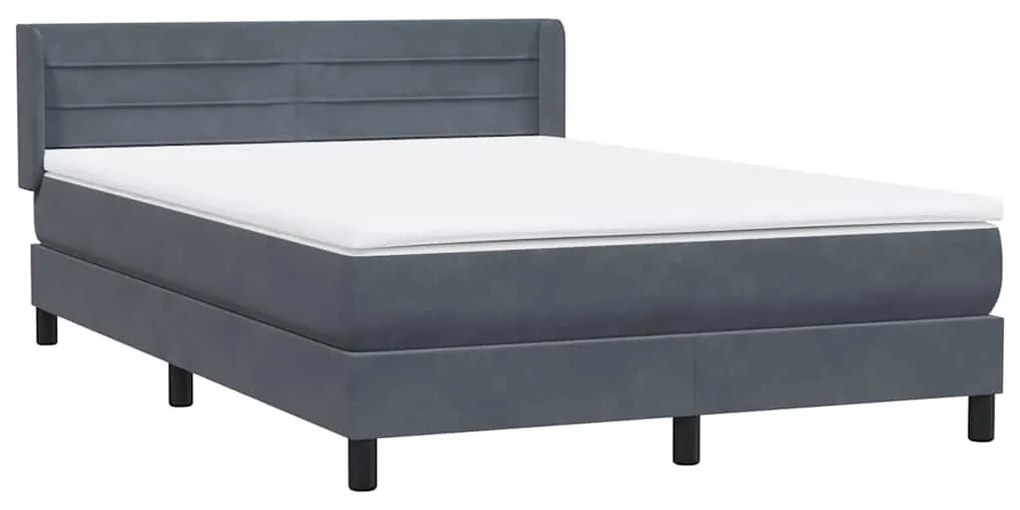 Box Spring Κρεβάτι με στρώμα Σκούρο γκρι 160x220 cm Βελούδινο - Γκρι