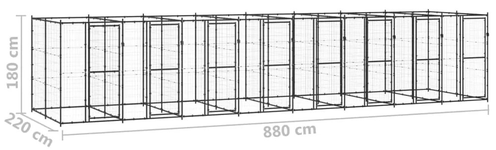 vidaXL Κλουβί Σκύλου Εξωτερικού Χώρου 19,36 μ² από Ατσάλι