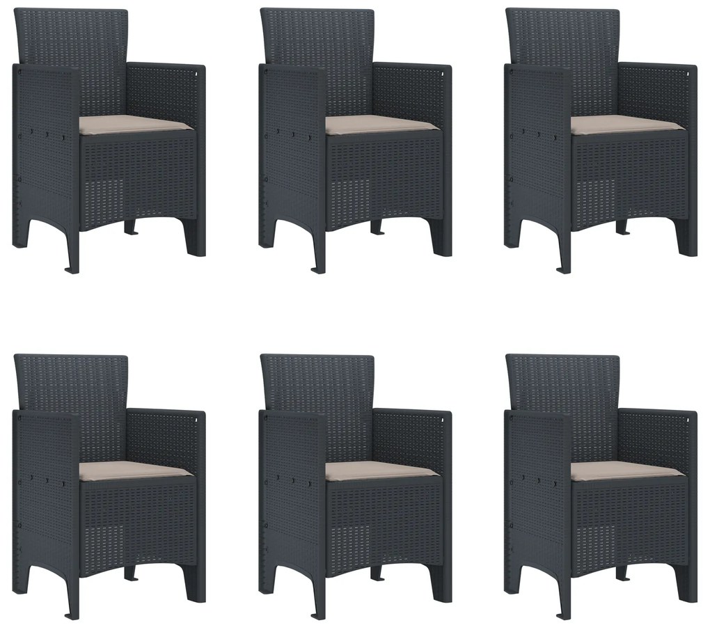 vidaXL Σετ Φαγητού Κήπου 7 pcs Ανθρακί 200 x 100 x 73 εκ.