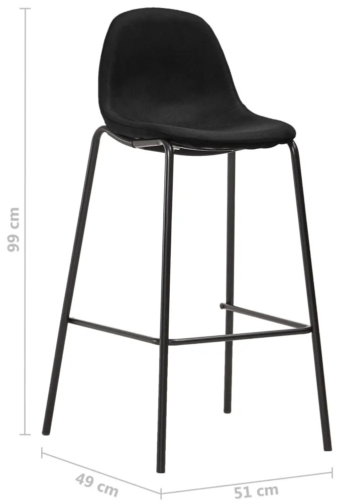vidaXL Καρέκλες Μπαρ 2 τεμ. Μαύρες Υφασμάτινες