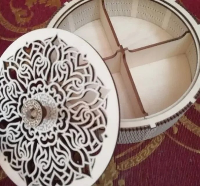 Intra απο ξύλο plywood 3mm-4mm πάχος – Στρογγυλό κιβώτιο μεντεσέδων Living με λίμα διαμερισμάτων 40x45 cm INTRAVECTRY-MY545034