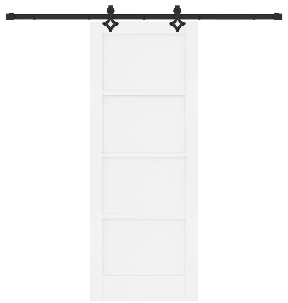 vidaXL Συρόμενη Πόρτα με Σετ Υλικών Λευκή 78x202 εκ. Μασίφ Ξύλο Πεύκο