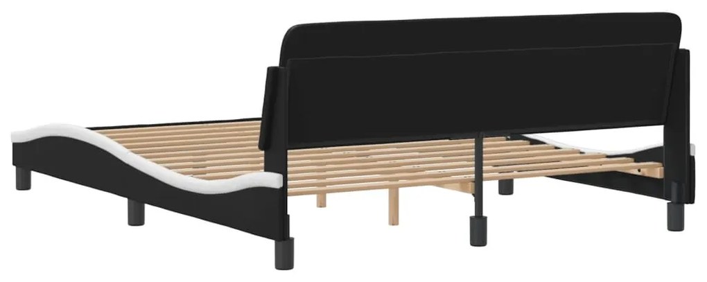 vidaXL Πλαίσιο Κρεβατιού Dover Μαύρο/Λευκό 160x200εκ Συνθ. Δέρμα