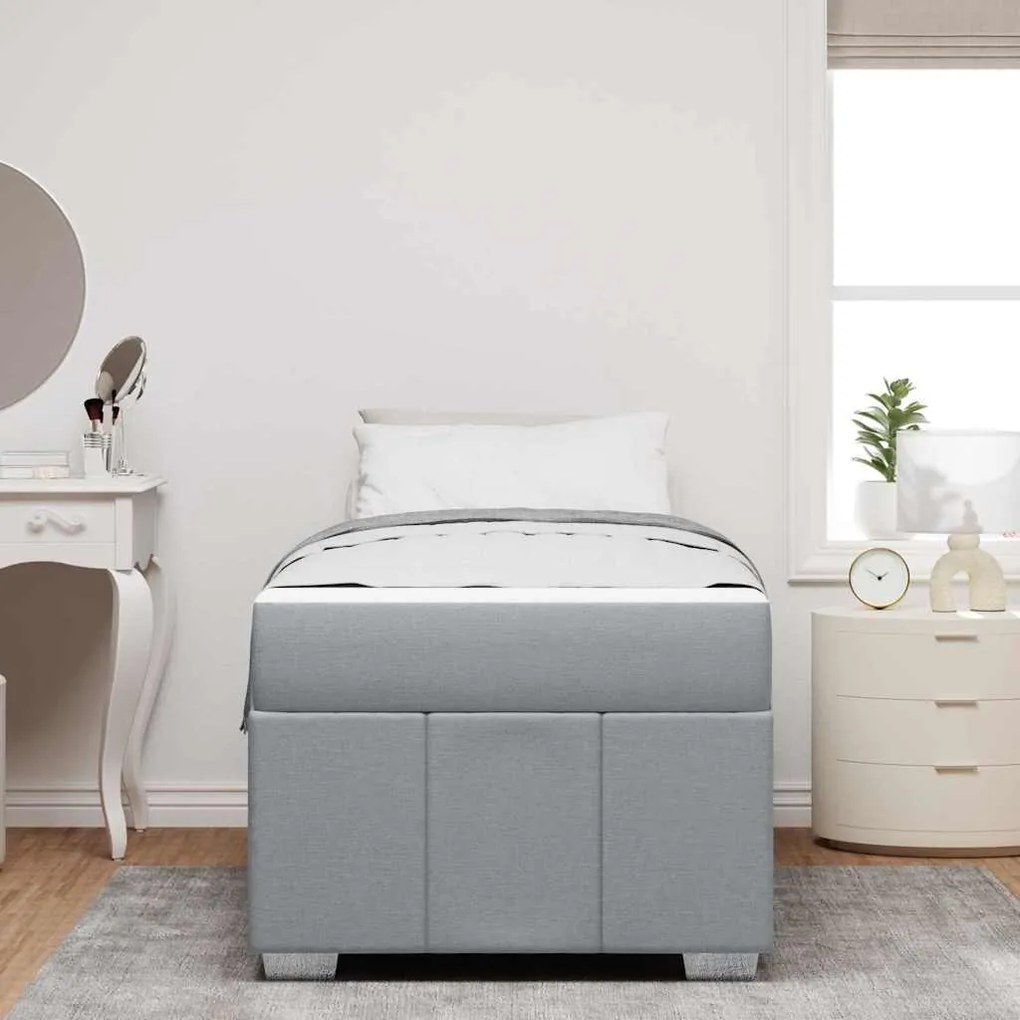 vidaXL Σκελετός Κρεβατιού Ανοιχτό γκρι 90 x 200 cm ύφασμα