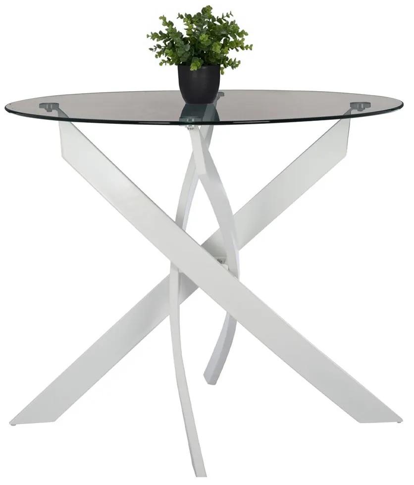 Τραπέζι HEKLA Λευκό/Γκρι Γυαλί/Μέταλλο 90x90x74cm