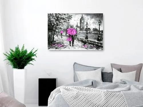 Πίνακας - Walk in London (1 Part) Wide Pink - 90x60