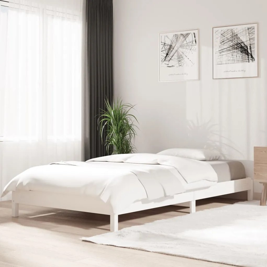 vidaXL Κρεβάτι Στοιβαζόμενο Λευκός 90x190 εκ. από Μασίφ Ξύλο Πεύκου