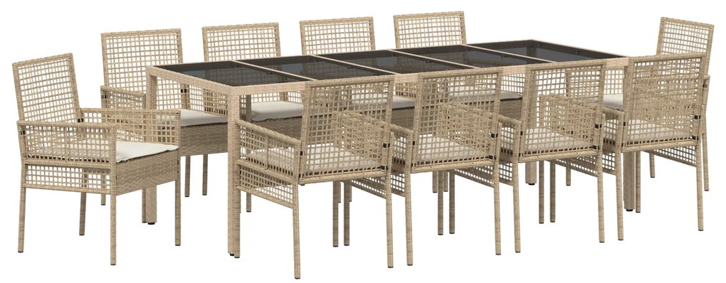 vidaXL Σετ Τραπεζαρίας Κήπου 11 pcs Μπεζ 250 x 100 x 75 cm