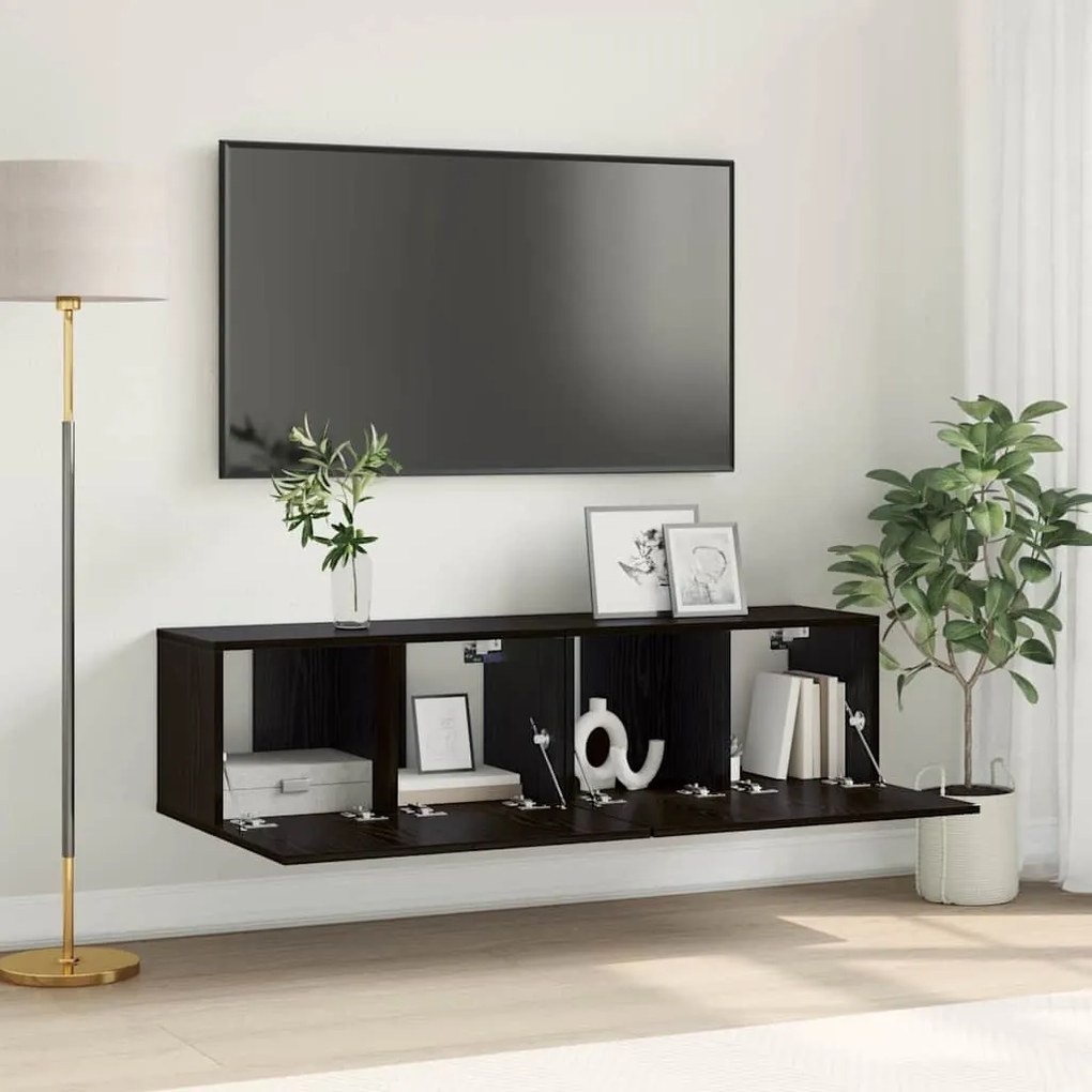 vidaXL Ντουλάπι TV 2 pcs Μαύρο 60 x 30 x 30 cm Επεξεργασμένο ξύλο