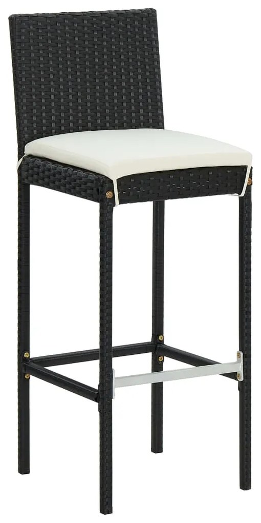 vidaXL Σετ Επίπλων Μπαρ Εξ. Χώρου 7 τεμ Μαύρο Συνθ. Ρατάν με Μαξιλάρια