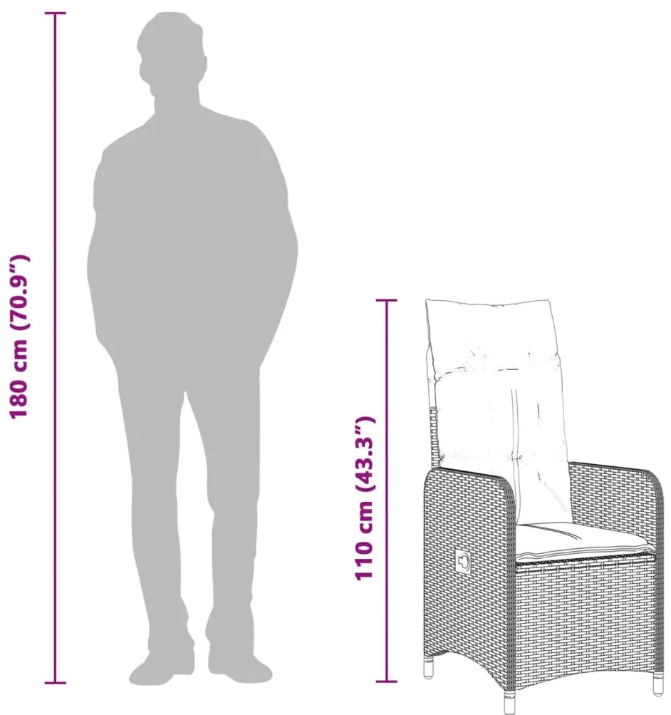 Σετ Επίπλων Bistro Κήπου 7 τεμ Μαύρο Συνθετ. Ρατάν με Μαξιλάρια 3276979