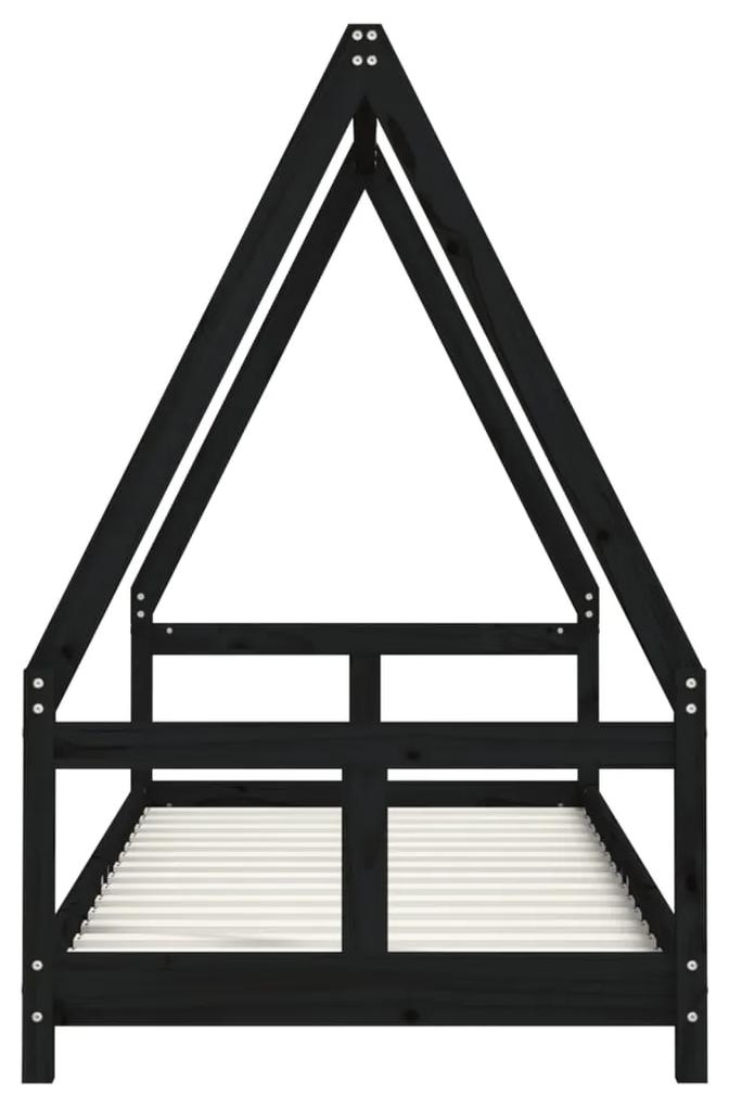 vidaXL Πλαίσιο Παιδικού Κρεβατιού Μαύρο 80 x 200 εκ. Μασίφ Ξύλο Πεύκου