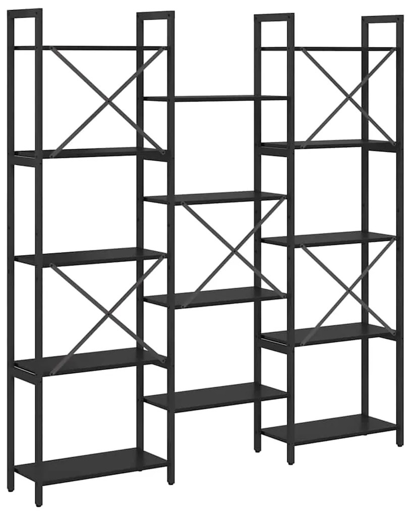 vidaXL Ράφι Βιβλίων Μαύρη Οξυά 156 x 25 x 167 εκ. Επεξεργασμένο ξύλο