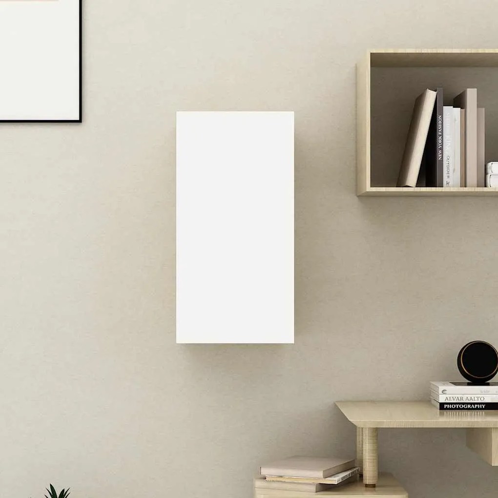 vidaXL Έπιπλο Τηλεόρασης Λευκό & Sonoma Δρυς 30,5x30x60εκ. Επεξ. Ξύλο
