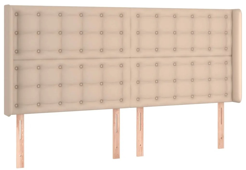 vidaXL Κεφαλάρι με Πτερύγια Καπουτσίνο 163x16x118/128 εκ. Συνθ. Δέρμα