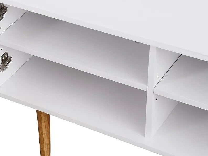 Τραπέζι Tv Riverton 585, Ανοιχτό χρώμα ξύλου, Άσπρο, Ο αριθμός των θυρών: 2, 130x51x40cm | Epipla1.gr