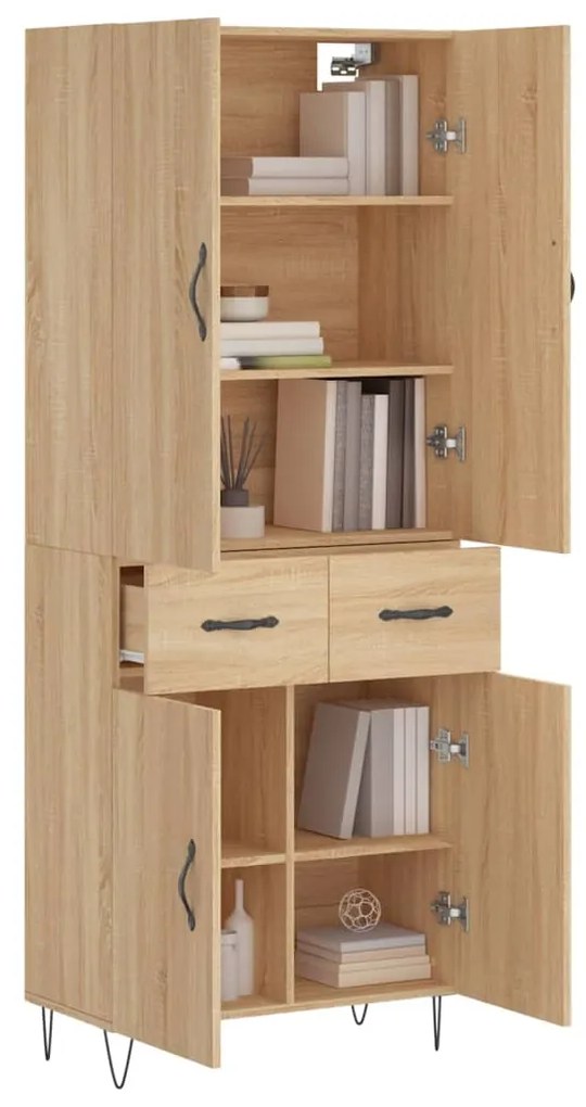vidaXL Ντουλάπι Sonoma δρυς 69,5 x 34 x 180 εκ. από Επεξεργασμένο Ξύλο