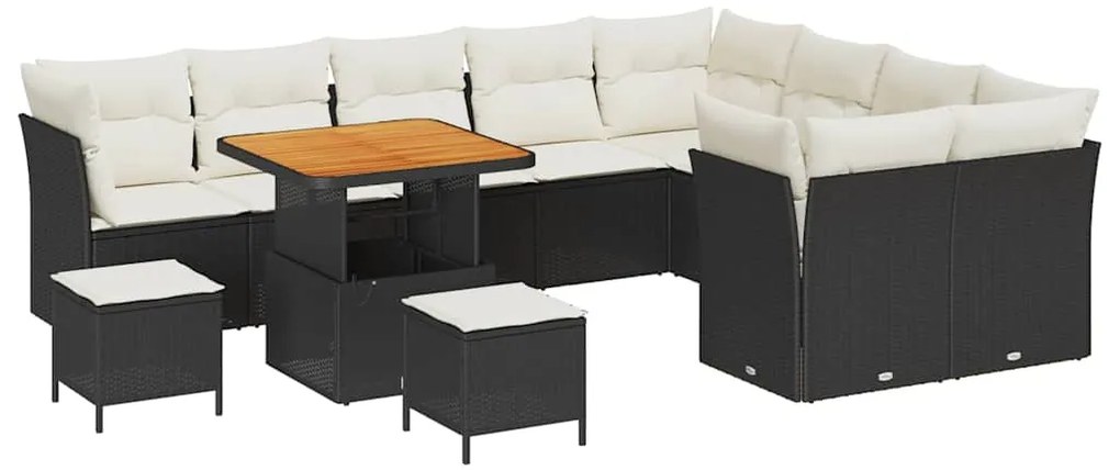 vidaXL Σετ Καναπέ Κήπου 12 pcs Μαύρο συνθετικό ρατάν