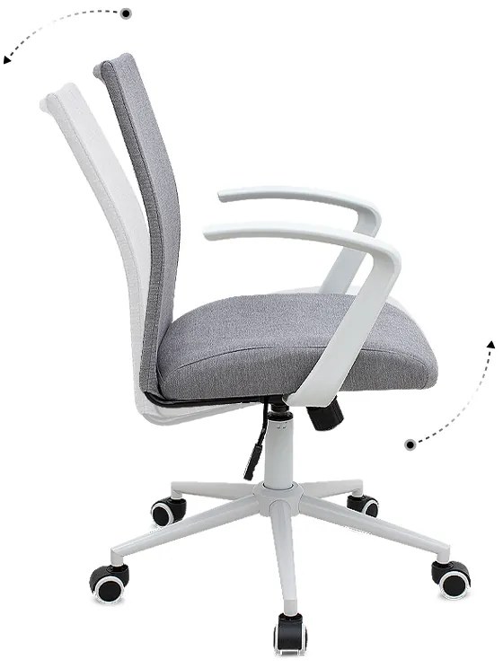 Καρέκλα γραφείου Berlin Megapap υφασμάτινη χρώμα γκρι - λευκό 64x63x89/96εκ.