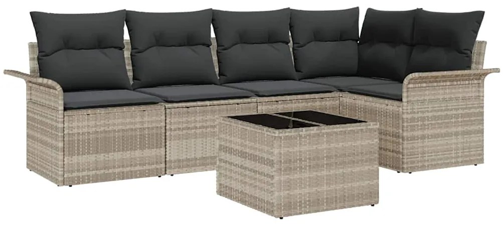 vidaXL Σετ Καναπέ Κήπου με μαξιλάρι 6 pcs Γκρι συνθετικό ρατάν