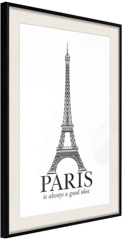 Αφίσα - Eiffel Tower - 20x30 - Μαύρο - Με πασπαρτού