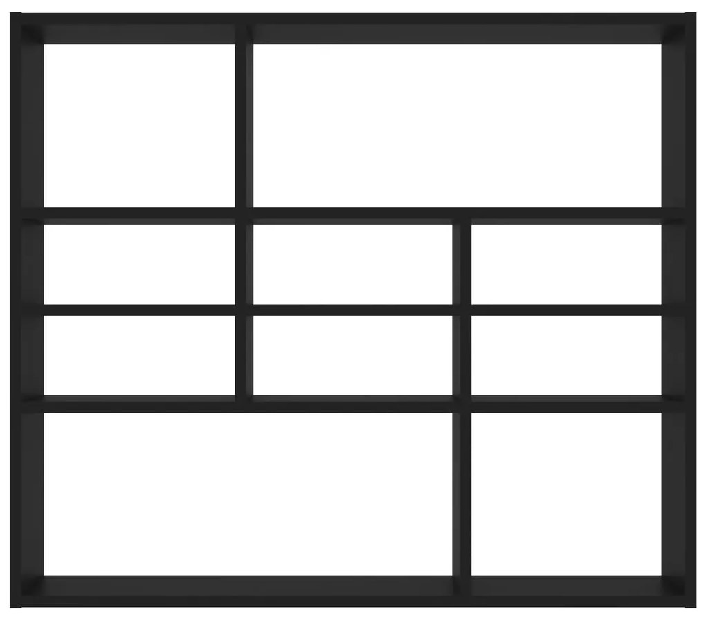 vidaXL Ραφιέρα Τοίχου Μαύρη 90 x 16 x 78 εκ. από Επεξεργασμένο Ξύλο